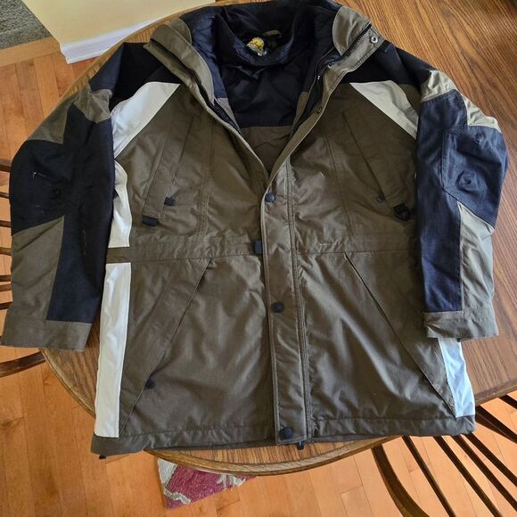 Cabelas Waterproof Jacket 4 in 1 Cold Weather Parka Jacket Coat Mens L Tall - Picture 2 of 6